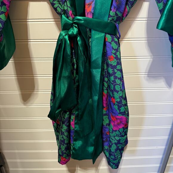 VTG Victoria’s Secret Gold Label Floral Satin Wrap Robe One Size - Picture 4 of 11